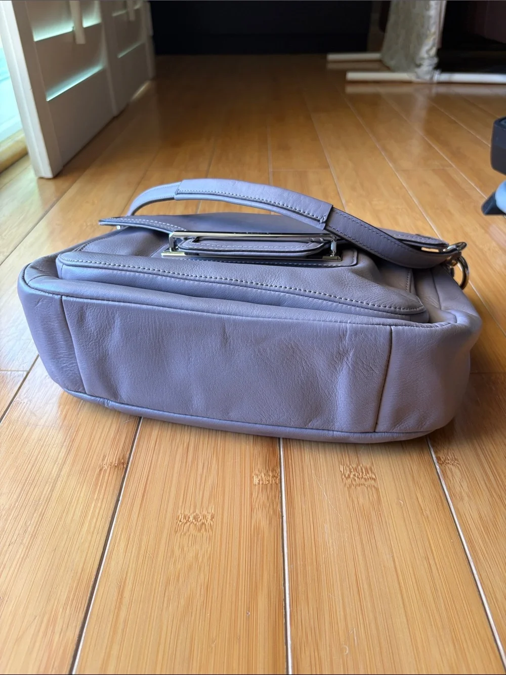Coach Lavender Leather Flap Crossbody with Gold Hardware